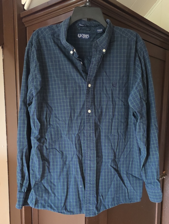 Chaps Other - Chaps Men’s Navy and Green Plaid Button-Down Shirt